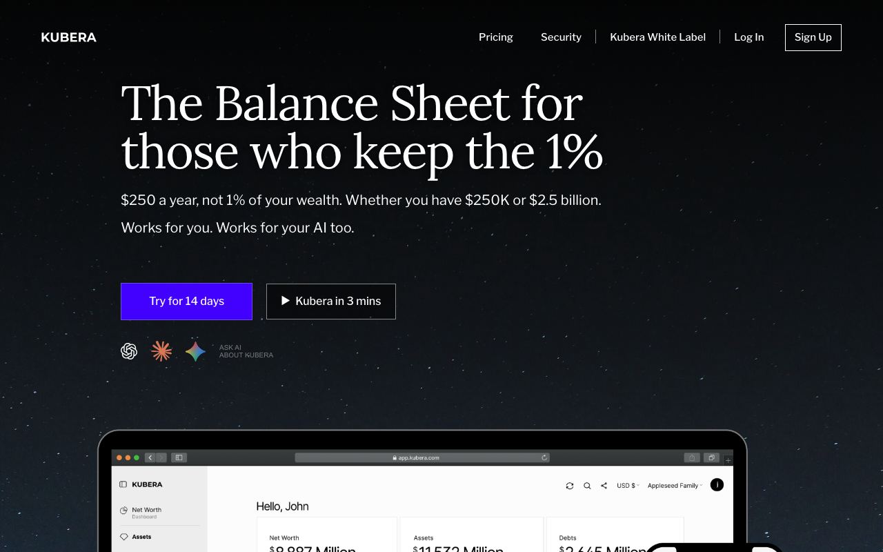 Kubera interface screenshot